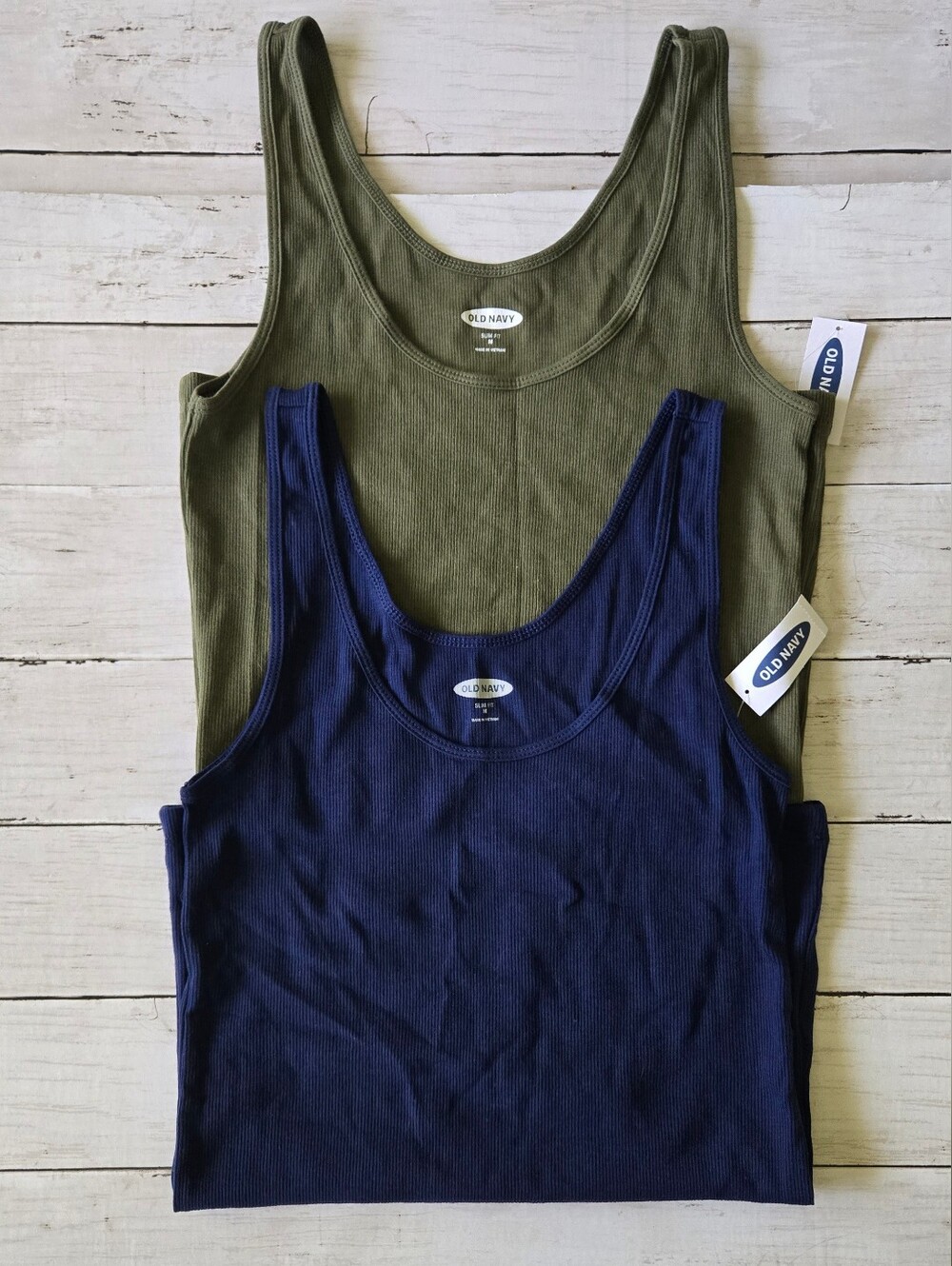Old Navy Women’s Ribbed Tank Tops - Navy & Olive